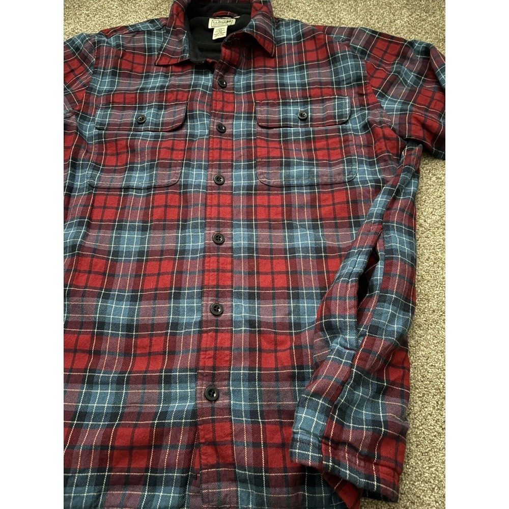 L.L. Bean Men's Large Barn Shacket Chore Coat Fleece Lined Traditional Fit Plaid - Picture 5 of 9
